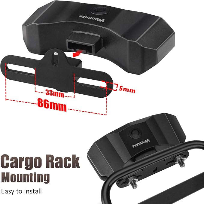 WSDCAM Smart Bike Tail Light for Cargo Rack with Turn Signals and Brake Light, Auto On/Off USB Rechargeable Wireless Remote Bike Horn Alarm Rear Bike Light Reflector Bicycle Tail Light with Rack Mount