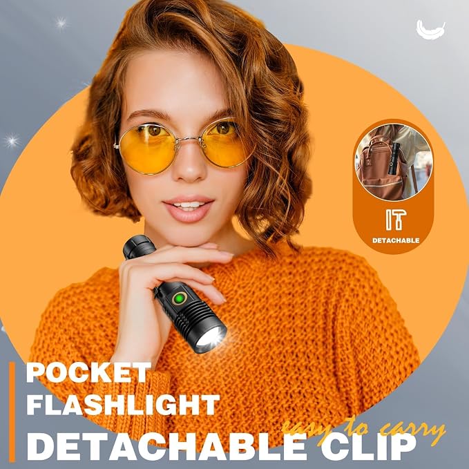 Hoxida Rechargeable Flashlights High Lumens - 1500 Meters Long Beam Super Bright LED Magnetic Flashlight USB Zoomable 5Modes Small Long Beam Spotlight Flashlight for Hiking, Camping, 4pcs