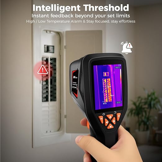 Handheld Thermal Imaging Camera 320×240 Super Resolution, 25HZ Refresh Rate, High/Low Temp Alarm, 8H Battery Life for Water Leak Detection, Hidden Moisture and Home Inspection