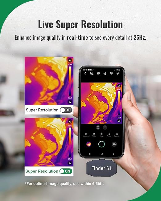HSFTOOLS Finder S1 Thermal Camera for Android,192x192 Super IR Resolution Thermal Imaging Camera,96x96 IR Resolution, Thermal Imager for Android Phones and Tablets,Carrying Case,USB-C(not for iPhone)