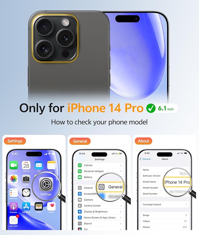 FNTCASE for iPhone 14 Pro Case: [Compatible with Magsafe] Translucent Matte Cases with [Full Camera Protection] [Screen Protector] Military Grade Shockproof Protective Phone Cover - Black