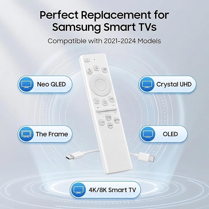 BN59-01391A Samsung Frame TV Remote, for 2018-2025 Samsung Remote Control for Smart TV with Voice Control Rechargeable Solar Cell USB-C, Compatible with Samsung Neo QLED, OLED, Crystal UHD, The Frame