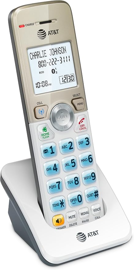 AT&T DL70019 Additional Handset for DL72x19 Series Cordless Phone - Bluetooth Connect to Cell, Smart Call Blocker, 1.8" Backlit Display, Big Buttons, Intercom
