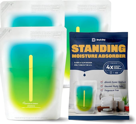 Dry & Dry [3 Packs Standing Moisture Absorbers to Control Excess Moisture for Basement, Closets, Bathrooms, Laundry Rooms - Moisture Absorbers Moisture Absorber
