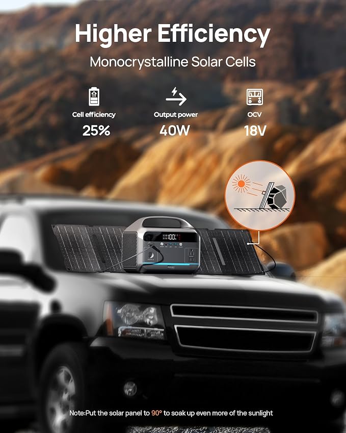 Portable Power Station 350W with 40W Foldable Solar Panel, 288Wh LiFePO4 Battery Solar Generator,110V/600W Surge Backup,Outdoor Power Bank for Hurricane Emergency,RV,Camping,Laptops,Off-Grid living