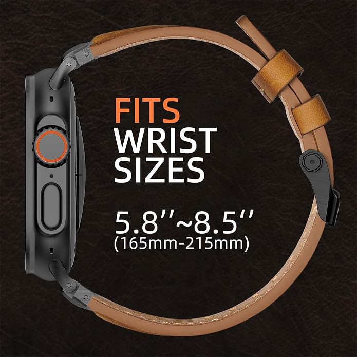 Vintage Genuine Leather Band for Apple Watch Ultra 49mm (2026 Upgrade), Rugged Replacement Strap Compatible with iWatch 46mm 45mm 44mm - for Men Women, Fit Ultra3/2/1, SE 3/2/1, Series11 10/9/8/7/6/5/4