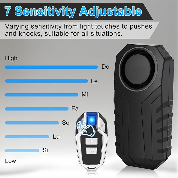 USUPERINK 2PK Bike Alarm, Bike Alarms for Ebikes, Motorcycle Alarm System, Bike Alarm with Remote, Vibration Sensor Alarm for Bike Motorcycle Electric Scooter Moped Trailer Car 113dB IP65 Waterproof