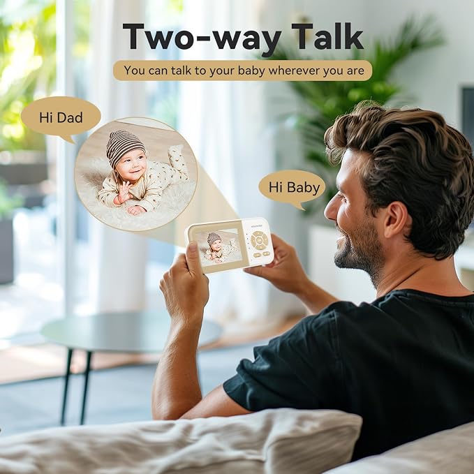 ebemate WiFi Video Baby Monitor with 2 Camera,2.8" Display with 1500Ft Long Range,WiFi On/Off,1080P No Glow Night Vision,2-Way Talk Baby Cam Monitoring