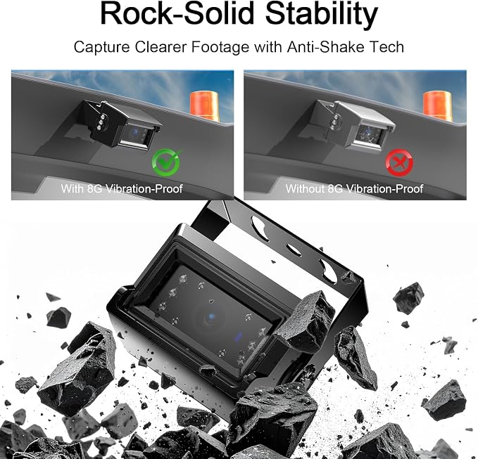 Fookoo 7" HD 1080P Wired Backup Camera System, IP69 Waterproof Vibration-Proof Rear View Camera IR Night Vision Dual Split Screen for Tractor/Excavator/Truck/Skid Steer/Harvester/Caravan - DY701