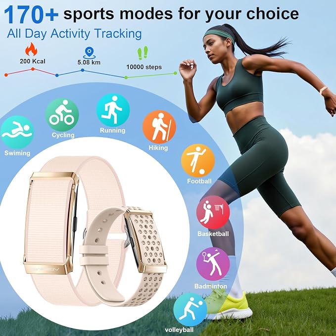 Fitness Smart Bracelet for Men Women, 24/7 Activity Health Tracker | Heart Rate, SpO2, Stress, Step & Calorie Tracker, 30 Days Battery, 170+ Sports Modes, IP68 Waterproof, Free APP, 2 Bands