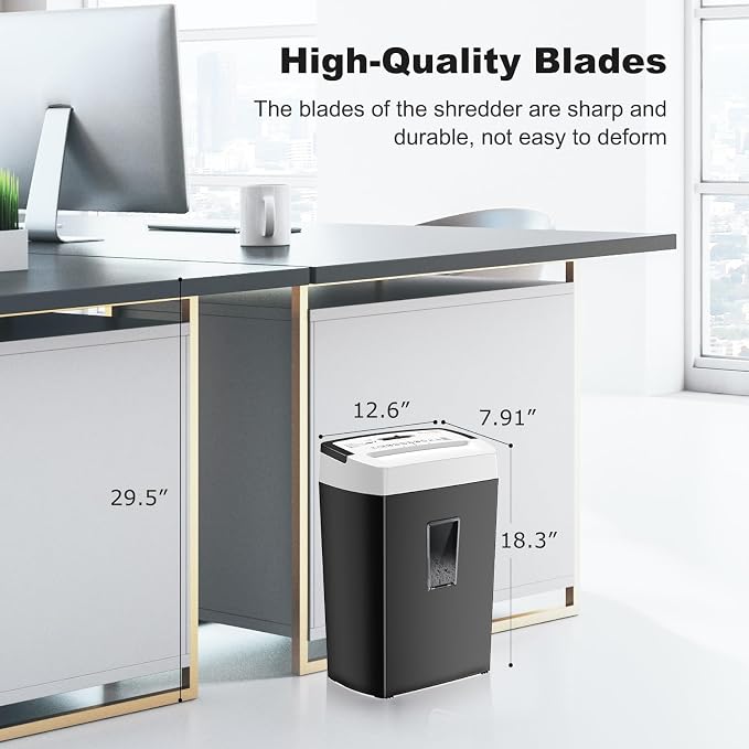 Bonsaii 12-Sheet Cross Cut Paper Shredder, 5.5 Gal Home Office Heavy Duty Shredder for Paper, Credit Card, Mail, Staples, with Transparent Window, High Security Level P-4