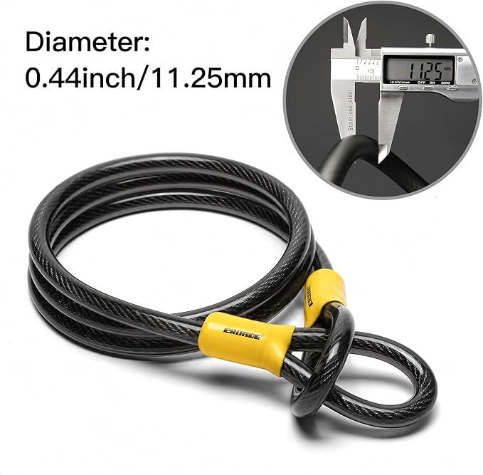 Bike U Lock with 5ft Security Steel Cable,Heavy Duty Anti Theft Bike U Lock,20mm Shackle, with Mounting Bracket, 3Keys,Lock for Door Gate Motorcycle Scooter
