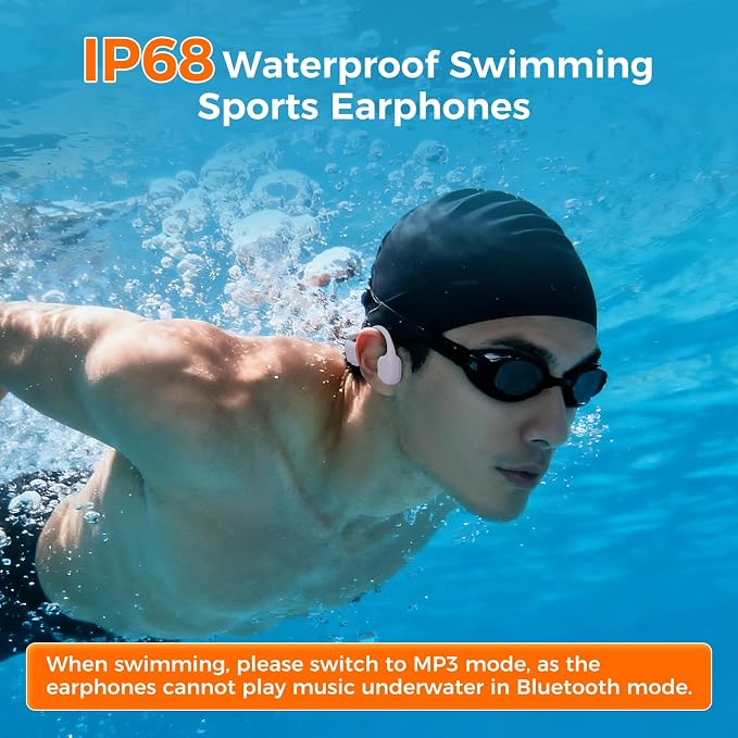 Full-Coverage Liquid Silicone Swimming Headphones,IP68 Waterproof Underwater Headphones, Bluetooth 6.0&MP3 with 32GB Memory Card,Soft/Skin-Comfortable Open Ear Bone Conduction Swim Earbuds(Lilac