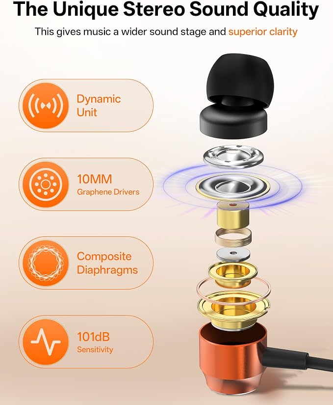 Neckband Bluetooth Headphones, Wireless Bluetooth 6.0 Earbuds with Microphone, Comfortably Light, Deep Bass Earphones 35H Playtime, IPX5 Waterproof, Magnetic Headset for Workout (Deep Orange)