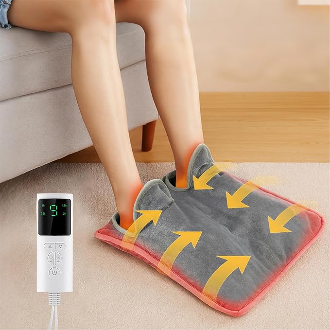 Electric Heated Foot Warmer, 110-120V, 9-Level Temp, 4-Level Timer, Crystal Super Soft, Under Desk Foot Warmer for Home Office,15.6 x 15.8 in / 39.5 x 40 cm Foot Heating Pad