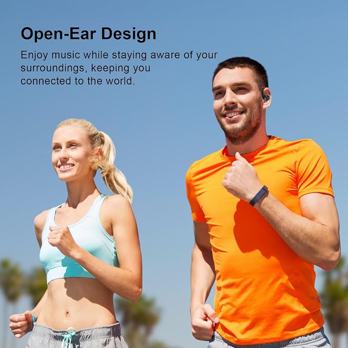 Open Ear Clip Wireless Earbuds Bone Conduction Headphones, Bluetooth 5.4, Conduction Headphones with 60Hrs Stereo Sound, Open Ear Design for Running Fitness,Built-in Mic,LED Display Charging Case