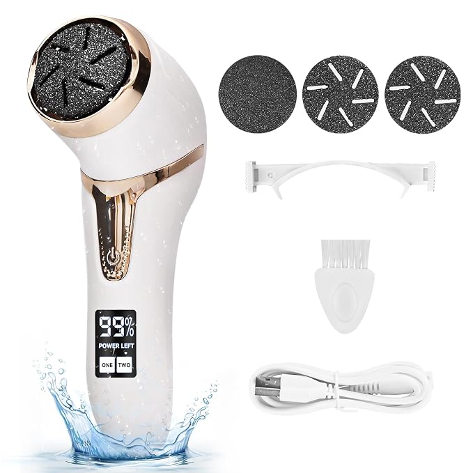 Callus Remover for Feet, Nicebirdie Electric Foot File Callus Removers Rechargeable Waterproof Pedicure Tools Foot Scrubber Shaver Feet Care Tool for Cracked Heels Dead Skin （Blue+White）