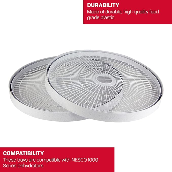 Nesco TR-2 White Plastic Round 15 1/2" Add-A-Trays to fit NESCO 1000 Series Food Dehydrators 2 Pack