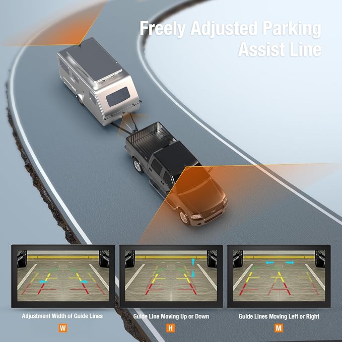 3 Magnetic Solar Wireless Backup Camera for Truck, 9" Portable 1 Min Easy Install Scratch-Proof No Delay Touch Screen Monitor System True 15000mAh Rechargeable Reverse Camera for Tractor Excavator