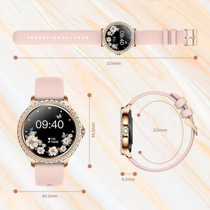 Smart Watches for Women(Make/Answer Call) with Diamond:1.32" Fitness Tracker Watch for HR/Blood Pressure/SpO2/Sleep Monitor,Digital Running Watches for Women Android/iOS,3 Strips