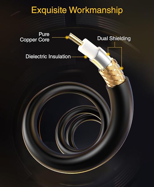 BlueRigger Subwoofer Cable 100FT (Dual Shielded RCA Cables for Subwoofer) Gold Plated, RCA Male to Male – Subwoofer RCA Cable for Amplifier, DAC, Receiver, Home Theater, HDTV, Soundbar