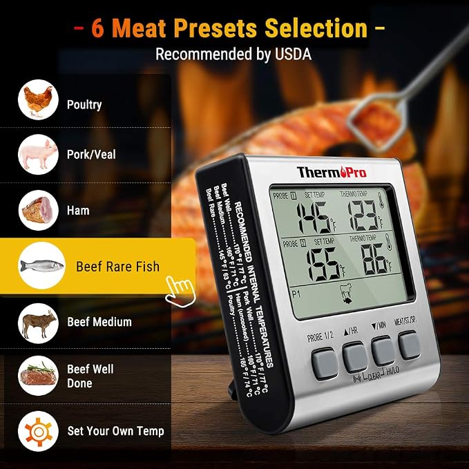 ThermoPro TP17 Dual Probe Digital Cooking Meat Thermometer +ThermoPro TP19 Waterproof Digital Meat Thermometer