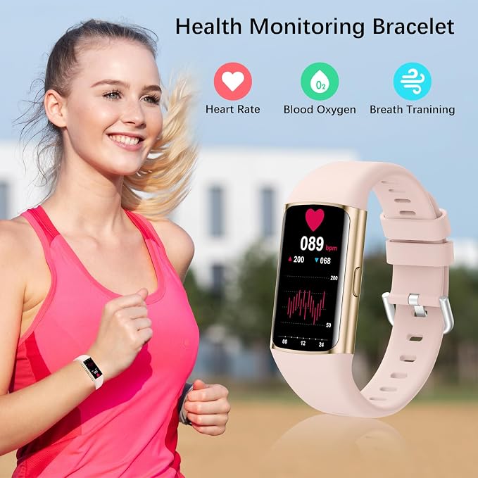 Smart Watch, Step Tracker Watch with 24/7 Heart Rate Monitor, Blood Oxygen, Sleep Monitor, Step Counter, Sports, IP68 Waterproof Fitness Watches for Men Women Compatible with Android & iPhone (Gold)