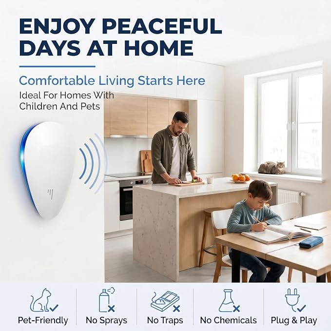 Mice Repellent Indoor, Rodent Roach Spider Insect Pest Repeller, Plug-in Pest Control for Bugs, Insects, Roaches, Mice, Spiders, Rodents, Mosquitoes