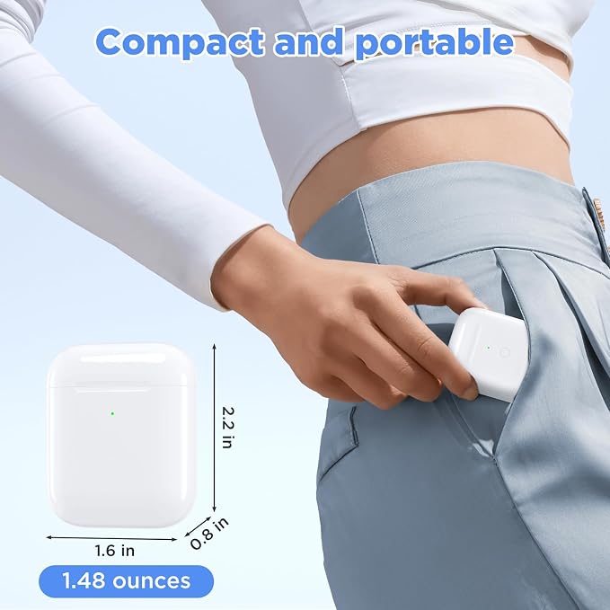 Charging Case for AirPod 1st/2nd Generation, Charger Port for Airpod 2nd/1st Replacement Charger Case Built-in 450 mAh Battery Support Wireless & Wired -No Earbuds (Light-Ning Port)