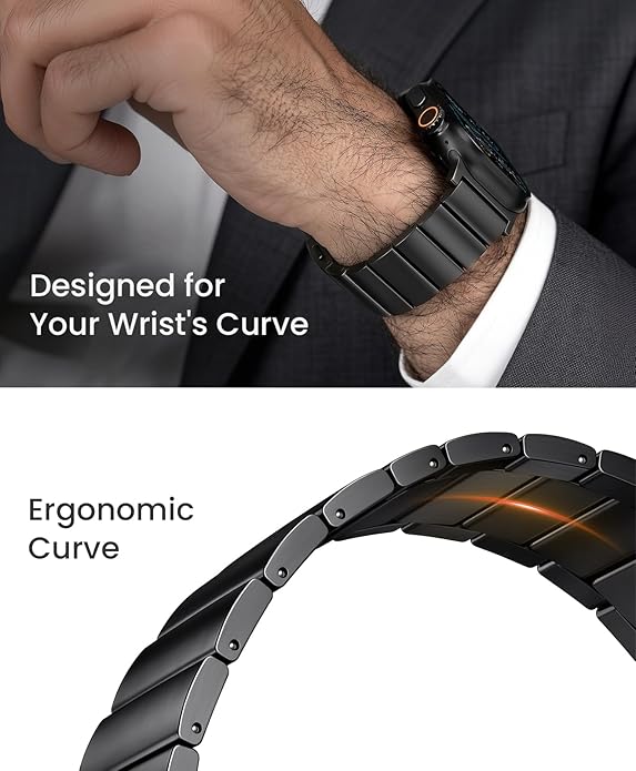 Grade 5 Titanium Band for Apple Watch Ultra 3/2/1 49mm & Series 11/10 46mm,Dual Magnetic Clasp with Adjustable Small Link,Scratch Resistant & Premium Color Matched Metal Band for Men,CRNS02