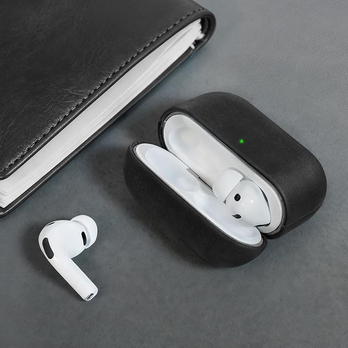 for AirPods Pro 3 Case, Handcrafted Vintage Genuine Leather Shockproof Cover Accessories with Lanyard Compatible with Apple AirPods Pro 3rd Generation 2025