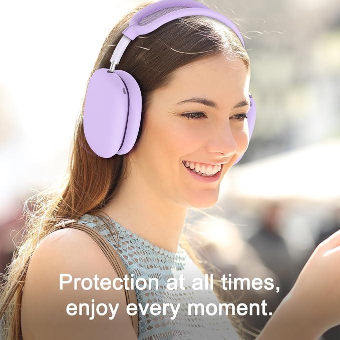 Silicone Case Cover for AirPods Max Headphones, Ear Pad Case Cover/Ear Cups Cover/Headband Cover for AirPods Max 2/1 (2026/2024/2020)(USB-C/Lightning), Accessories for Apple AirPod Max 2, Pastel Lilac