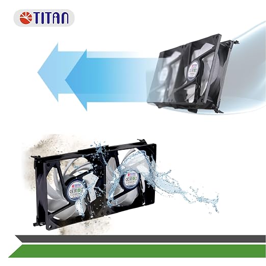 TITAN- 12V DC Double Rack Mount Ventilation Cooling Fan for Fridge Vent and Ventilation Grille with Speed Controller (120mm(V2+))