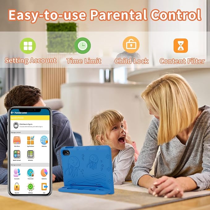 COLORROOM 2026 Upgraded Android 15 Tablet, 10inch Kids Tablet, Octa-core CPU, 10GB+64GB+1TB Expand Tablets for Kids with Kids Space, Parental Control, 6000mAh Big Battery,Touchscreen Tableta,Blue