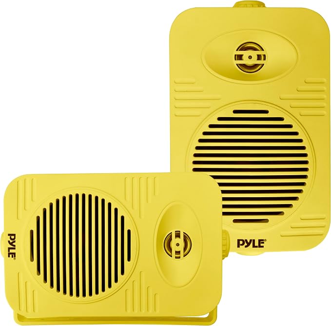 Pyle 500 Watt Bluetooth Indoor Outdoor Speakers Pair - Dual Waterproof 5.25” 2-Way Full Range Speaker System w/ 1/2” High Compliance Polymer Tweeter |Home, Boat, Marine, Deck, Patio, Poolside (Yellow)