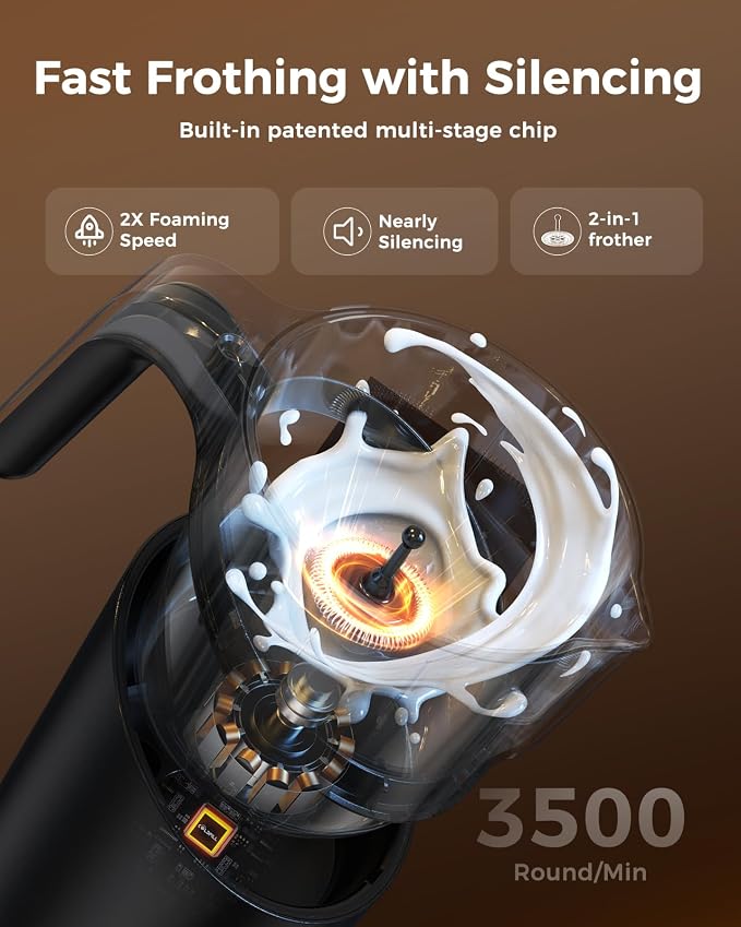 8-in-1 Milk Frother, 21.16oz/600ml Automatic Milk Frother and Steamer, Electric Hot & Cold Foam Maker, Ergonomic Grip Detachable Frother for Coffee, Latte, Cappuccino, Dishwasher Safe