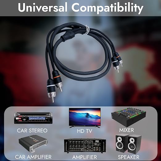 Elite Audio Premium Series 3ft. 2-Channel Car Audio RCA Cable – Double Shielded, Oxygen Free Copper, Noise Reducing Audio Cable for Amplifiers, Subwoofers, Speakers, and Processors – PRM3