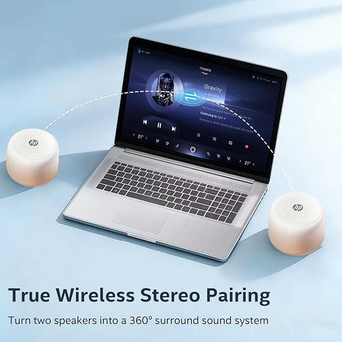 HP Portable Bluetooth Speaker, Wireless Mini Speaker with HiFi Stereo Sound, IPX7 Waterproof, 15H Playtime, TWS Pairing for Outdoor, Travel, Home, PC, Laptop, Gifts for Men Women (Gradient Latte)