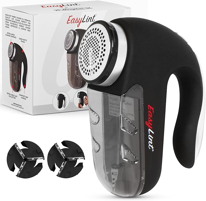 EasyLint Professional Fabric Shaver + One Pack Replacement Blades Bundle: Electric Lint Remover Fabric Shaver: Remove Fuzz, Bobbles & Pills from Sweaters, Clothes, Couch and Furniture.