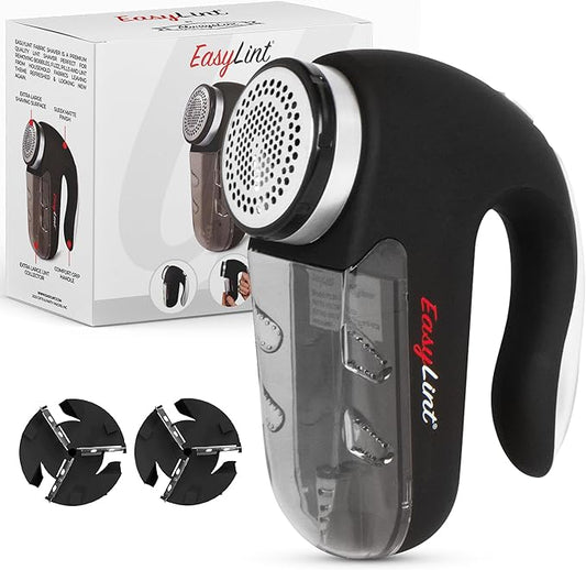 EasyLint Professional Fabric Shaver + One Pack Replacement Blades Bundle: Electric Lint Remover Fabric Shaver: Remove Fuzz, Bobbles & Pills from Sweaters, Clothes, Couch and Furniture.