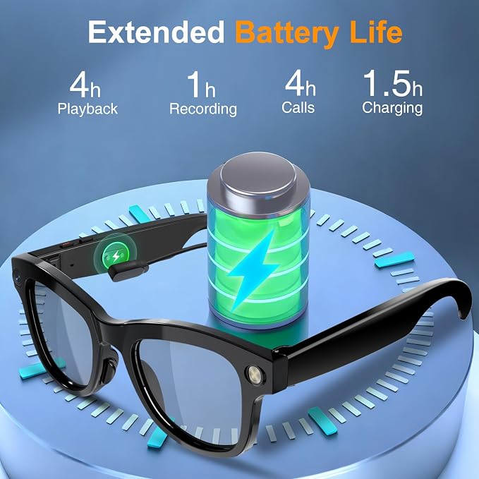 AI Smart Glasses with Camera, 8MP HD Camera & Video Recording Glasses,146 Languages Real-Time Translation,AI Voice Assistant, Object Recognition for Travel, Meetings &Vlog