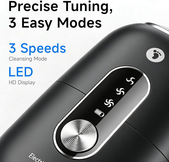 Electric Foot Callus Remover with 30000Pa Motor & 304 Stainless Steel Head – 3-Speed Rechargeable Foot File, LED Display, Gravity Sensor, IPX6 Waterproof Pedicure Tool for Dry Cracked Feet