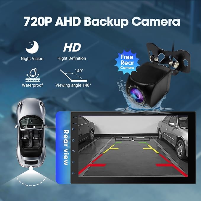 Haudio 9“ Double Din Car Stereo with Wireless Apple Carplay & Android Auto, Touchscreen Radio with Backup Camera, BT 5.4, WiFi 5, GPS, Mirror Link, FM/AM Radio, 4+64GB