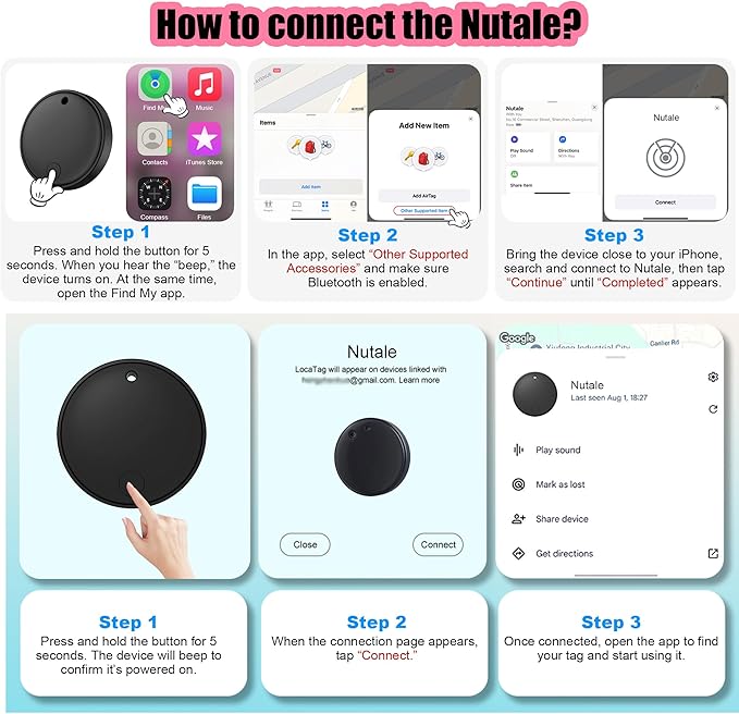 2026 Air Tracker Tags-4 Packs Android & iOS,Dual System Smart Tags Bluetooth Luggag Tracker Keys Finder/Item Locator Work with Apple Find My (iOS)&Google's Find Hub(Android) for Key,Backpack,Luggage