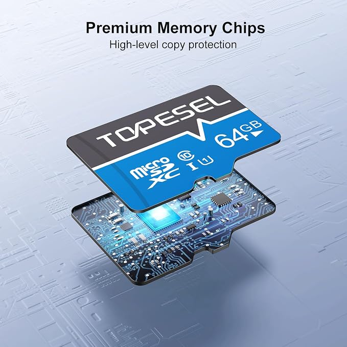 TOPESEL 64GB Micro SD Card 5Pack Micro SDXC Memory Card UHS-I, High Speed Flash TF Card for Camera/Smartphone/Dash Cam/Tablet/PC, C10, U1(64GB 5Pack)