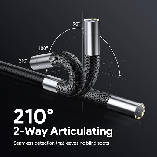 DEPSTECH 210° Two-Way Articulating Borescope, 0.24in Ultra-Slim Endoscope Camera with Lights, 4.5” IPS Screen, 5ft Waterproof Flexible Snake Tube, Industrial Inspection Camera for Automotive Mechanics