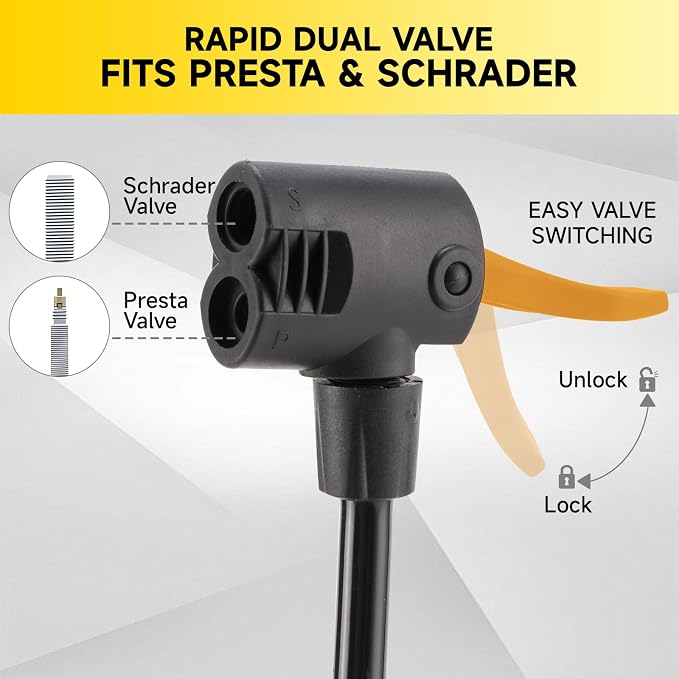 Bike Pump with Gauge,High Pressure,Floor Bicycle Pump Compatible with Presta and Schrader Valve