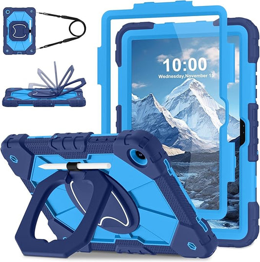 WESOROL Case for Galaxy Tab A11 Plus/A9 Plus 11 Inch,Shockproof Cover for Samsung Tablet A11+/A9+ Case with Screen Protector 360 Rotating Stand Pencil Holder Shoulder Strap,Navy Blue