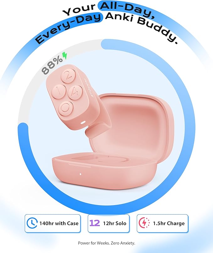 Stouchi 2.0 Remote for Anki, 2026 New [No Remap & No Add-on] Anki Remote Fast Pair Come with 140hr Charging Case Compatible with MacBook, Windows Laptop/PC, iPad, iPhone, iOS, Android Devices- Pink