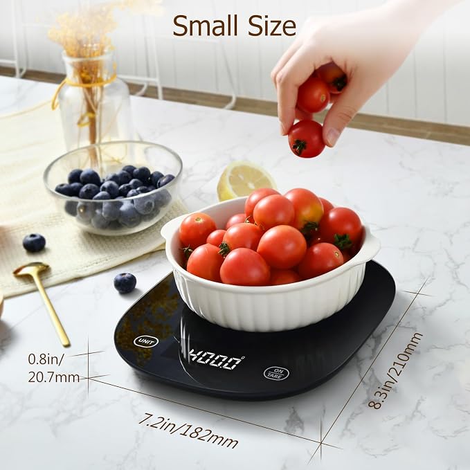 Arboleaf Smart Food Kitchen Scale, 22lb Digital Food Scale with Nutritional Calculator, Smart Kitchen Weighing with App for Macro, Keto, Calorie, Cooking, Grams and Ounces, 0.1oz/0.5g, Black